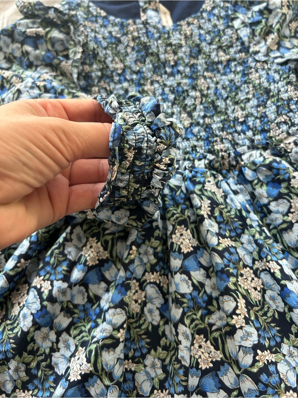 Janie and Jack | The Eloise Smocked Dress in Merchant Marine Floral Size 6 - Picture 13 of 13